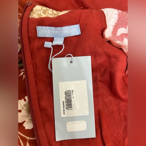 ANTONIO MELANI Red and Cream Floral Long Sleeve Dress - Picture 6 of 11